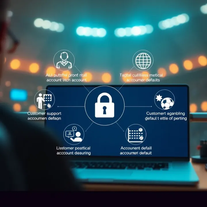 Graphic depicting practical solutions such as customer support and security measures to address account default issues on a sports betting platform