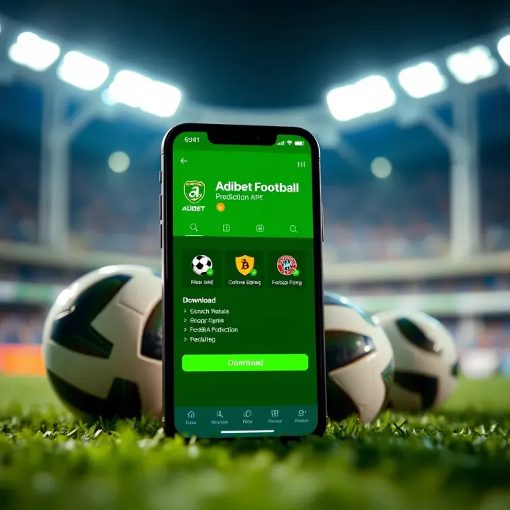 Smartphone displaying Adibet APK download page with football betting icons