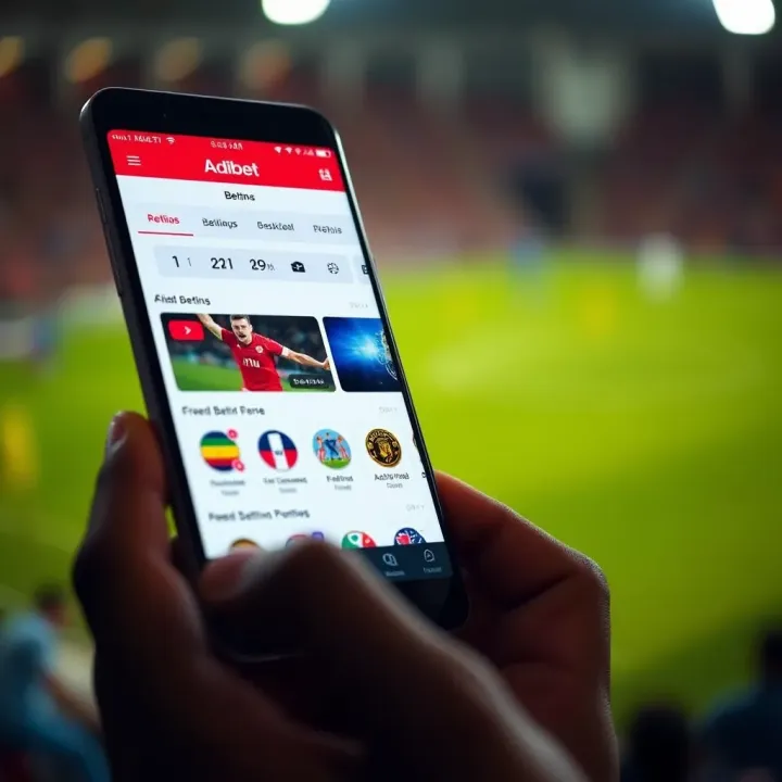 Mobile device showing Adibet app interface with betting options