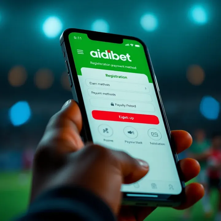 Adibet App User Registration and Payment Methods in Nigeria Mobile phone with Adibet app registration screen and secure payment methods icons