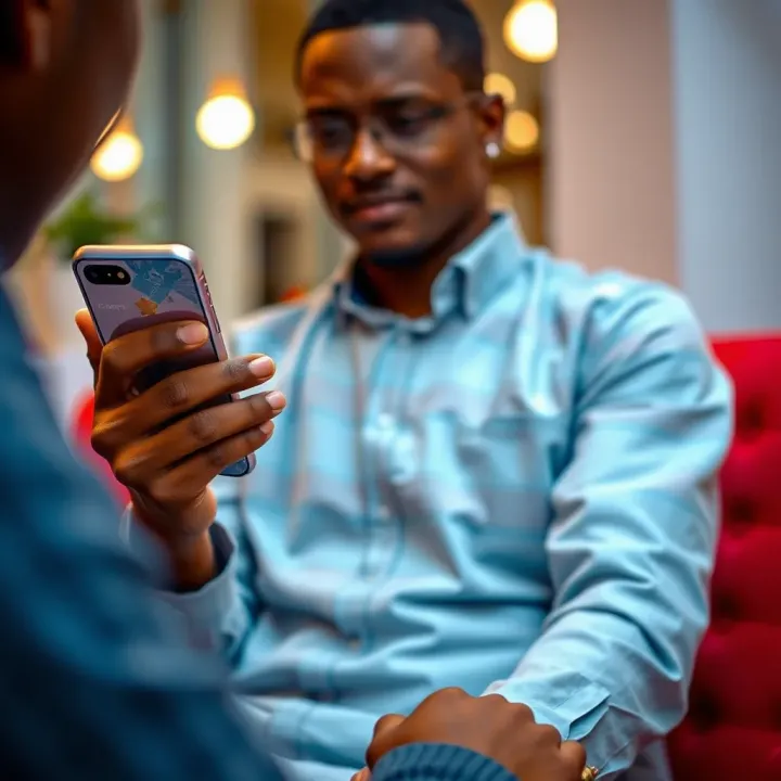 User interacting with Adibet Bank's mobile app to initiate a deposit transaction