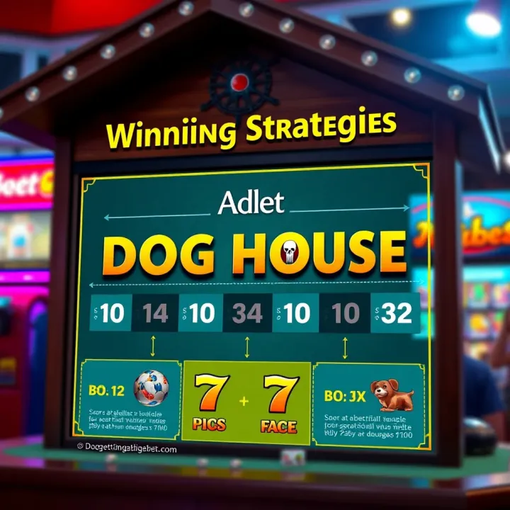 Graphic illustrating betting strategies and potential winning combinations in Dog House Megaways