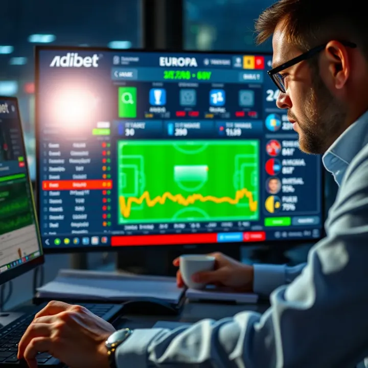 Sports analyst reviewing team statistics and betting trends on a digital screen