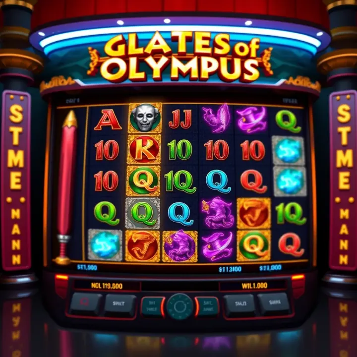 Adibet Gates of Olympus slot game interface with vibrant symbols and dynamic graphics