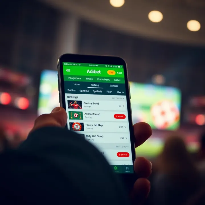 Interface of Adibet Lite Old Mobile app showing various betting options and user-friendly layout