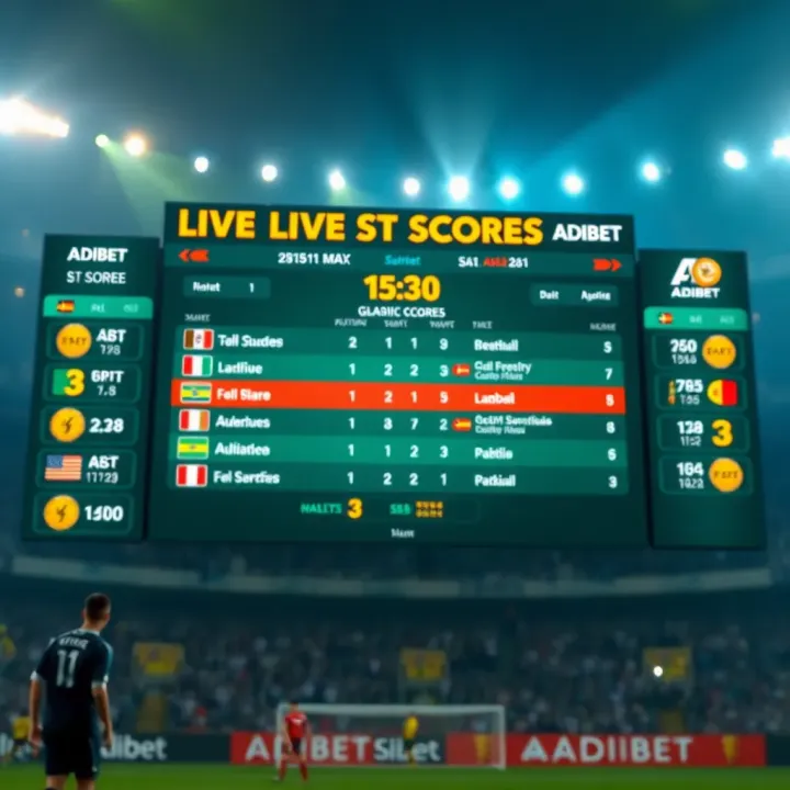 Real-time soccer match live score and statistics displayed on a digital interface