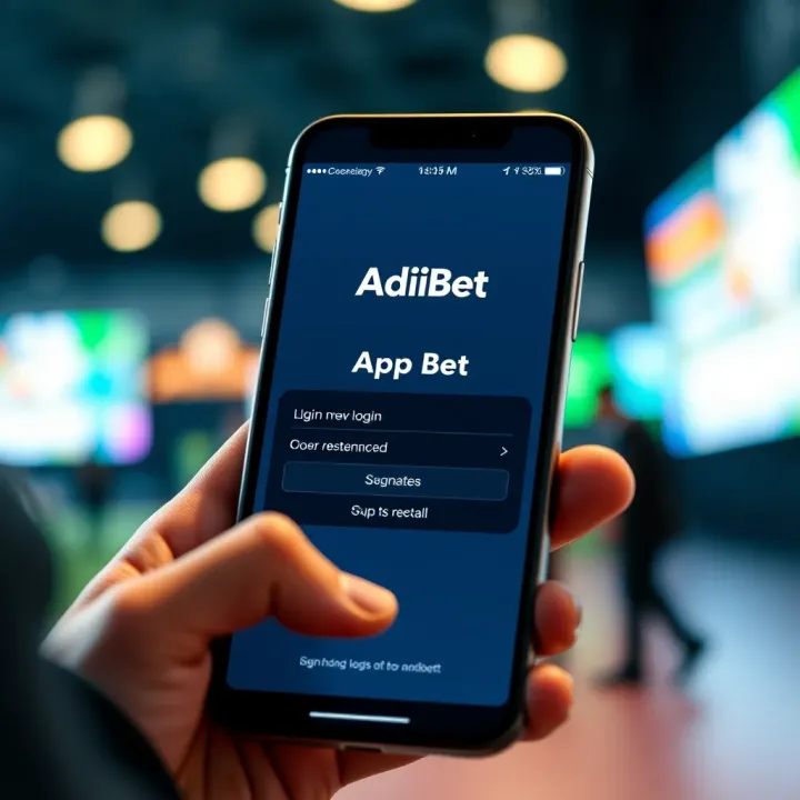 User entering login credentials on AdiBet mobile app screen
