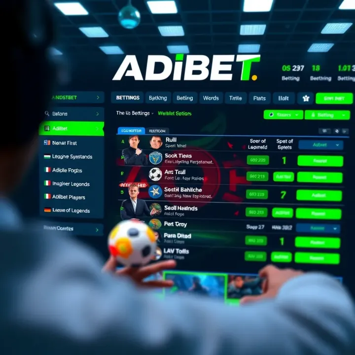 User interface of ADIBET platform showing League of Legends betting options