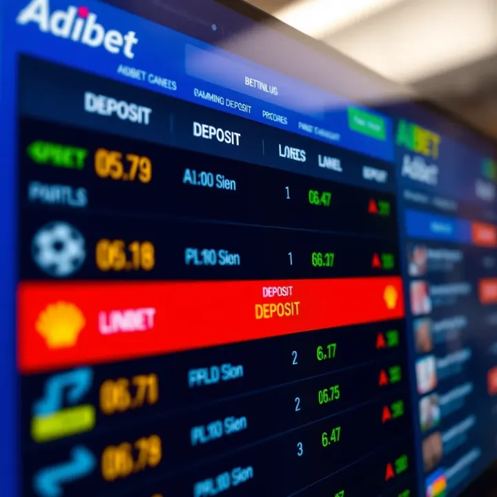 Close-up of a digital betting platform interface displaying various sports odds and a deposit option