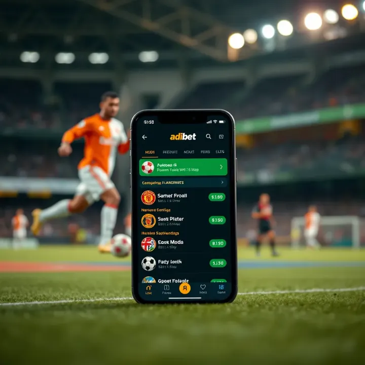 Screenshot of the Adibet NG app displaying live football betting options and odds