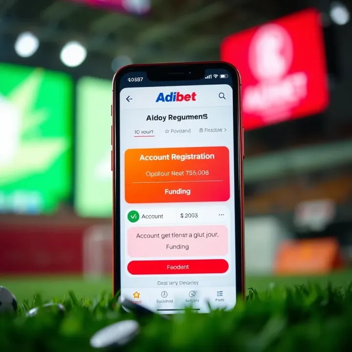 Adibet NG App Account Registration and Funding Display of the Adibet NG app showing the account registration and funding screen