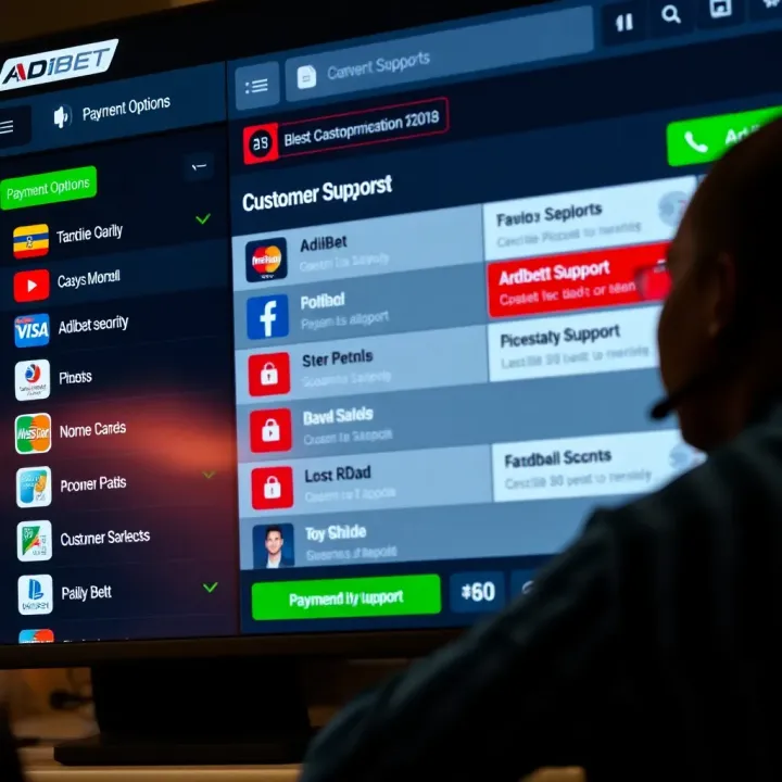 AdiBet Payment Options and Customer Support User-friendly online betting interface with payment icons and customer support chat
