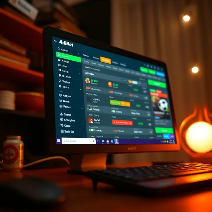 AdiBet Application Running on Desktop Desktop with AdiBet application running showing betting options