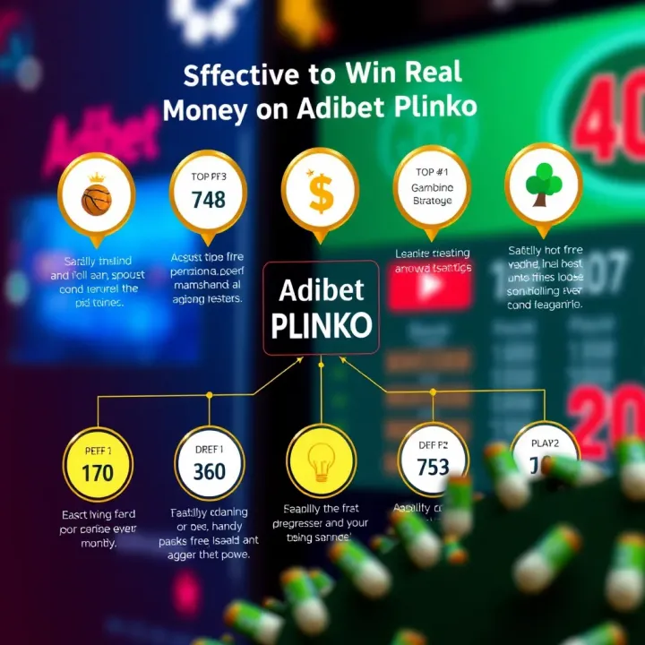 Diagram illustrating strategies and tips for winning real money on Adibet Plinko