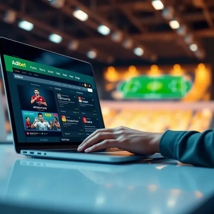 Comprehensive Guide to Playing on the Adibet Platform User interacting with digital sports betting platform on a laptop