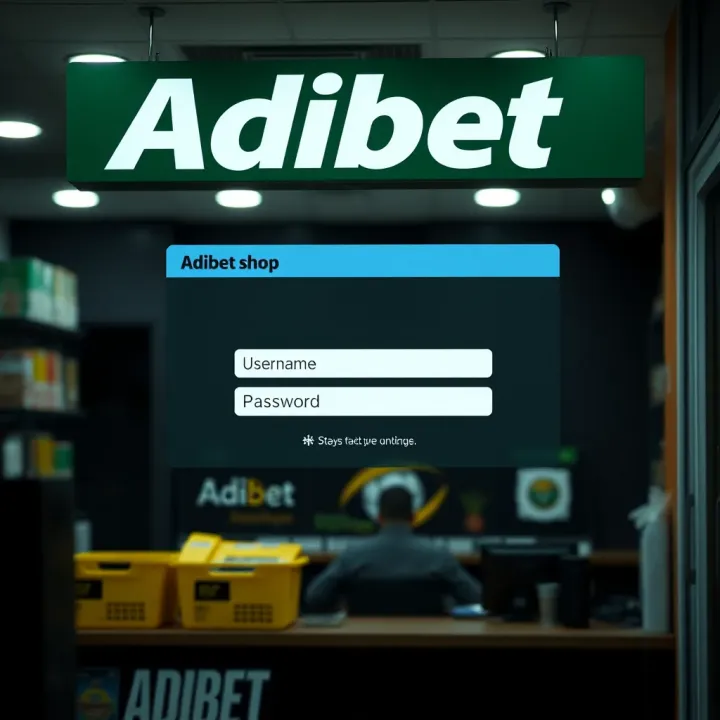User interface showing the login screen of Adibet Shop with fields for username and password