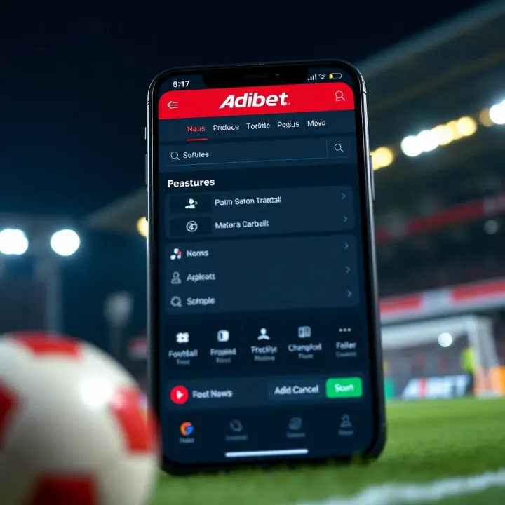 User interface of the Adibet UG login app showcasing the main dashboard and available options