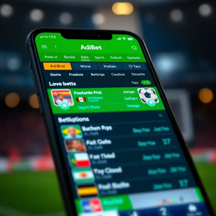 User interface of AdiBet application showing sports betting options available in Nigeria