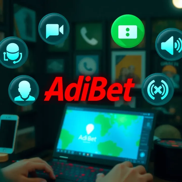 Various communication channel icons used for contacting AdiBet customer service