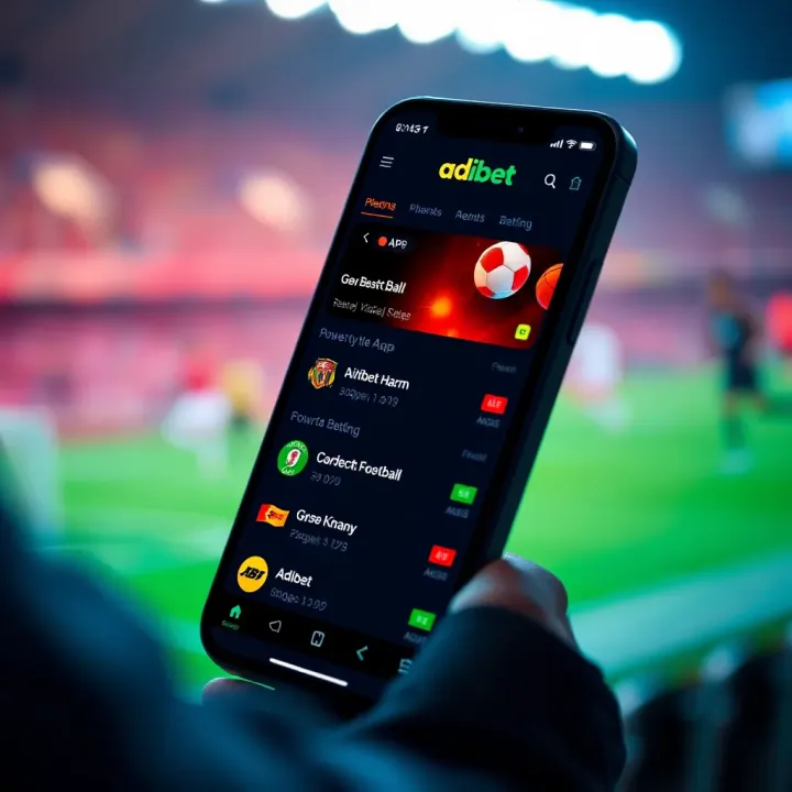 Adibet Official App Interface on Mobile Device Mobile device displaying the Adibet official app interface with sports betting options