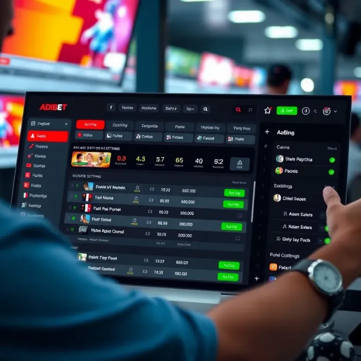 Overview of AdiBet user dashboard highlighting betting options and account settings
