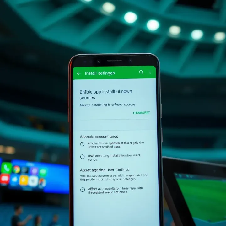 Android device screen showing settings menu with option to allow app installations from unknown sources