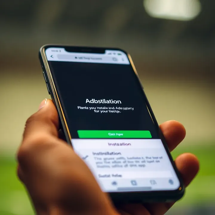 Mobile phone displaying the Adibet app installation progress with notification bar visible