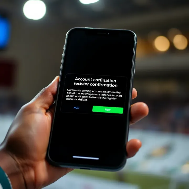 Notification on smartphone confirming successful account creation on Adibet platform