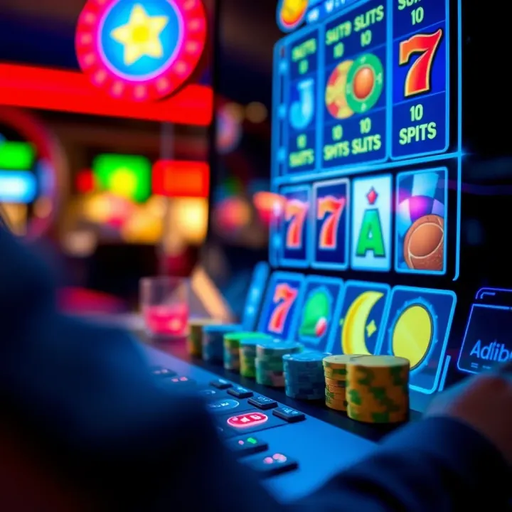 Close-up of a player managing casino chips and betting controls on a digital slot interface