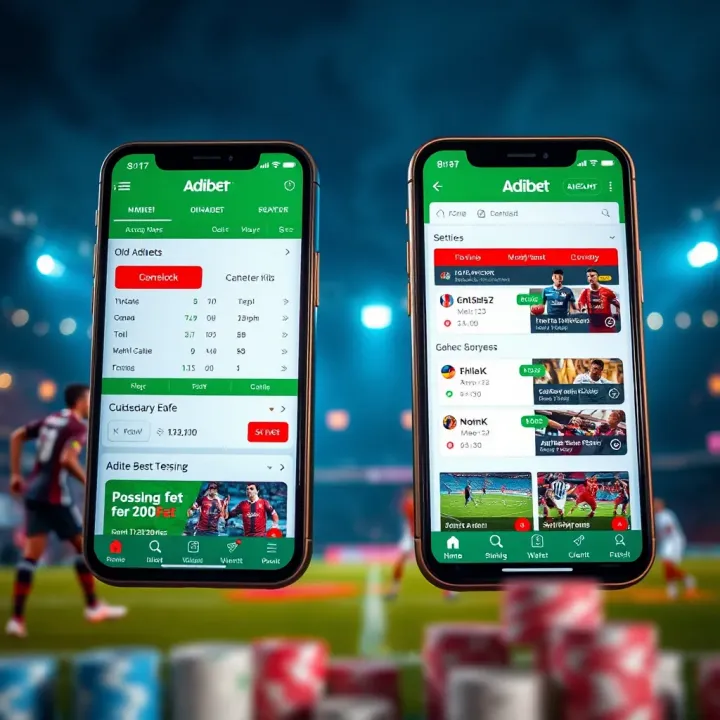 Comparison of Old Mobile Version and New Mlite Adibet App Comparison of old mobile version and new Mlite Adibet app highlighting usability improvements