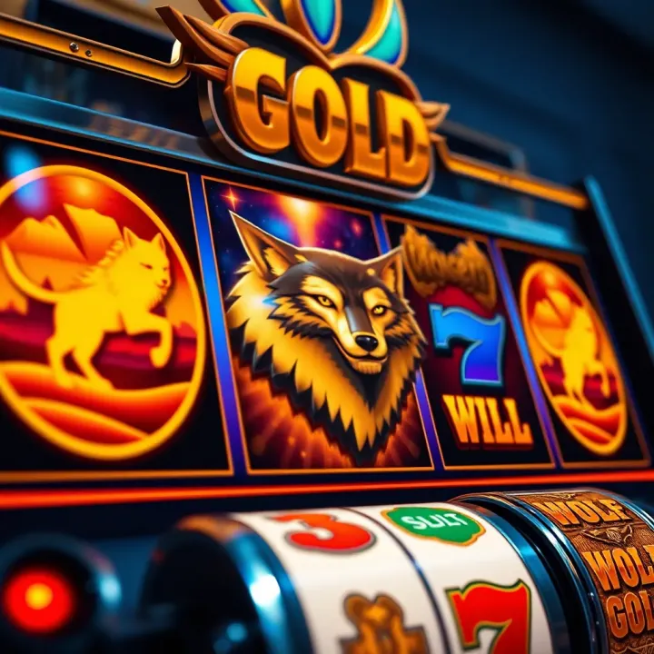 Wolf Gold slot machine reels showing desert-themed symbols and jackpot icons