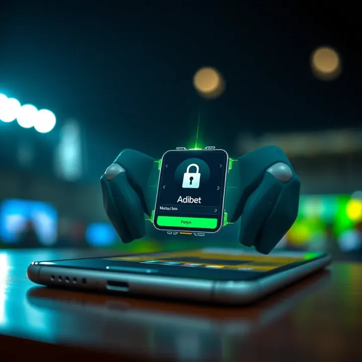 Secure mobile betting on Adibet platform with smartphone and digital security icons