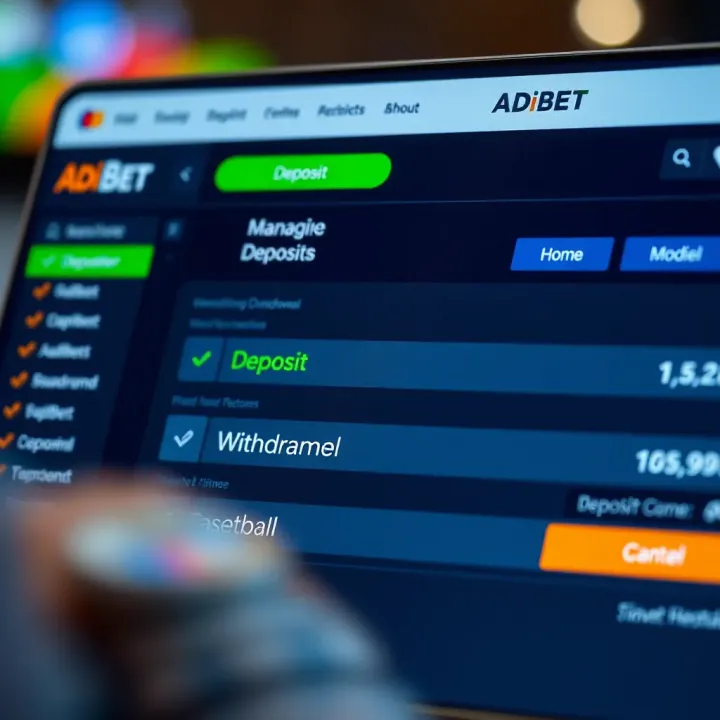 Managing Deposits and Withdrawals on AdiBet Secure transaction screen showing deposit and withdrawal options on AdiBet