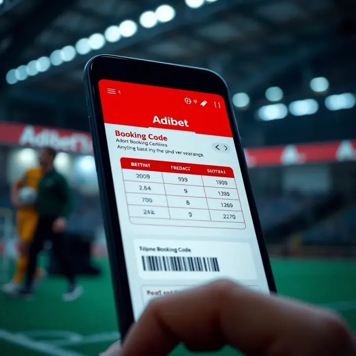 Illustration of a digital betting slip displaying a unique booking code on a smartphone screen