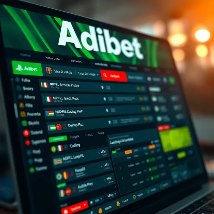 Adibet Platform and Nigerian Professional Football League Betting Interface Illustration showing a digital sports betting platform with Nigerian football league teams and betting options