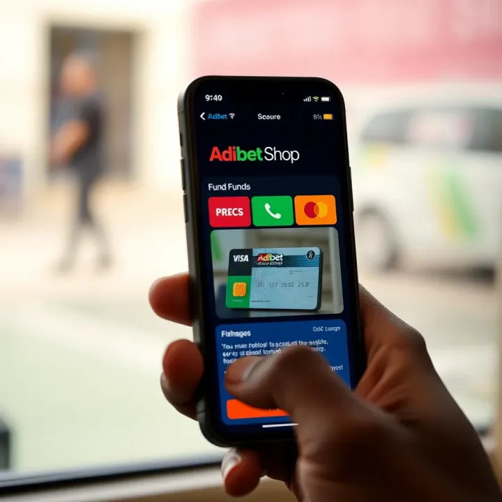 Mobile phone screen displaying the secure mobile fund transfer service offered by Adibet Shop in Nigeria